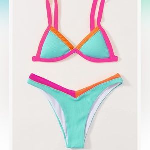 Women’s two piece triangle bikini colorblock